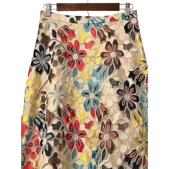 EVA FRANCO Anthropologie Meghan Embroidered Midi Skirt •4• Floral A Line EXC - Picture 10 of 16